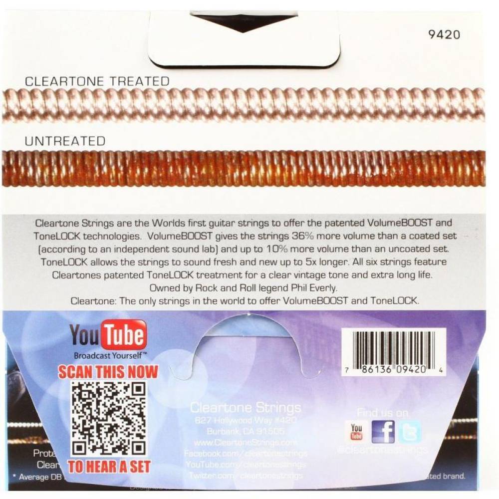 Струны для электрогитары Cleartone 9420 Coated Light Heavy Bottom 10/52