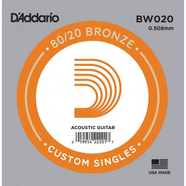 Струна D'Addario BW020 80/20 Bronze .020