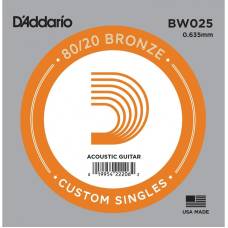 Струна D'Addario BW025 80/20 Bronze .025