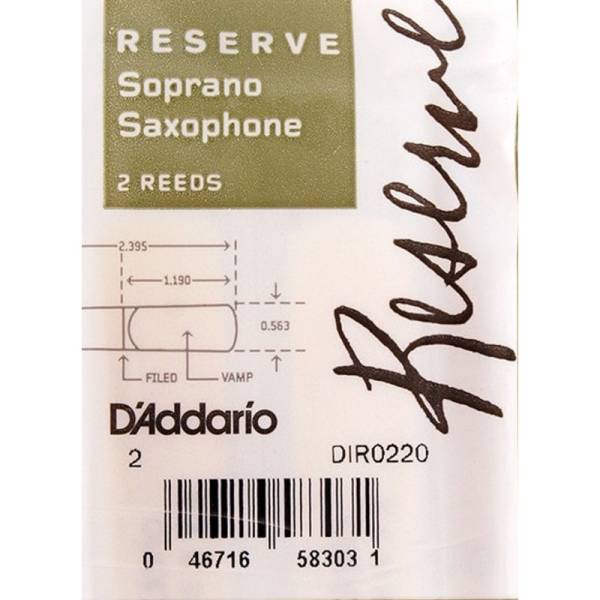 Тростини для саксофона сопрано D'Addario DIR0220 Reserve Soprano Saxaphone Reeds #2.0 - 2-Pack (2 шт.)