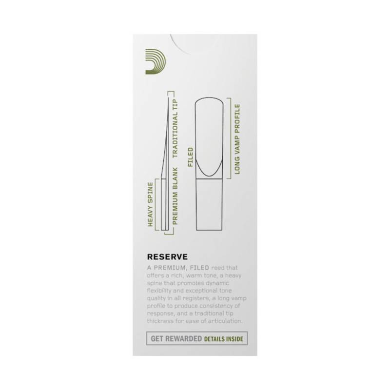 Тростини для саксофона баритон D'Addario DLR0530 Reserve Baritone Saxophone Reeds #3.0 - 5-Pack (5 шт.)