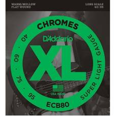 Струны для бас-гитары D'Addario ECB80 Chromes Flatwound Super Light 40/95