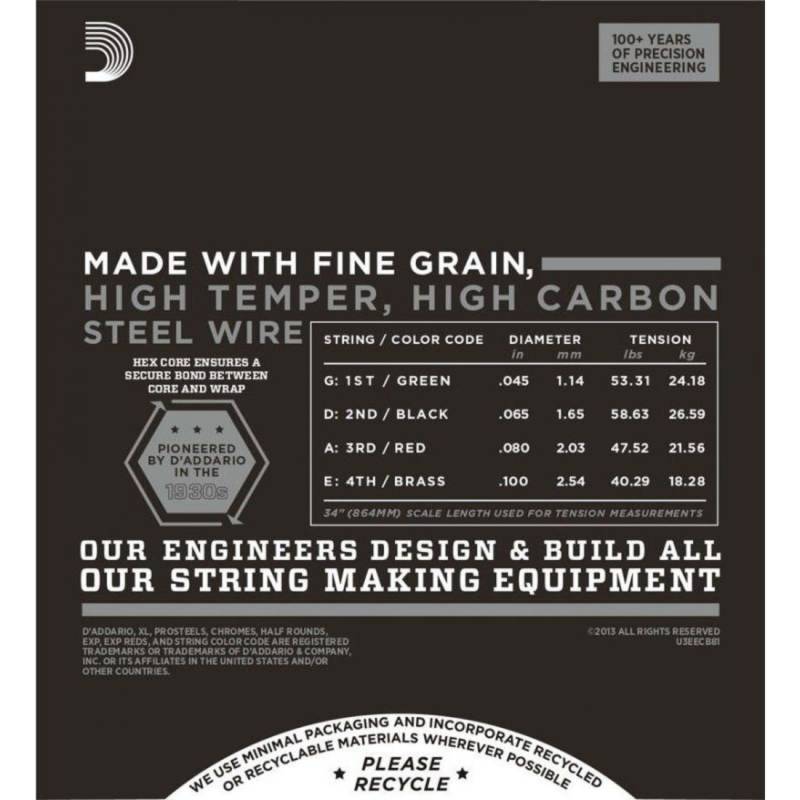 Струны для бас-гитары D'Addario ECB81 Chromes Flatwound Regular Light 45/100
