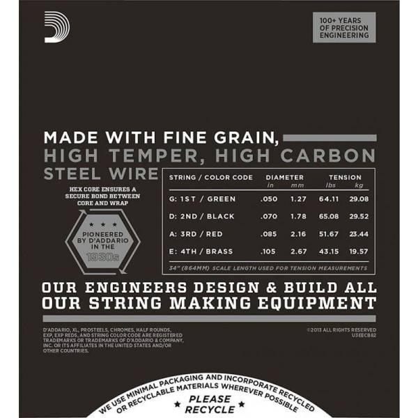 Струни для бас-гітари D'Addario ECB82 Chromes Flatwound Medium 50/105