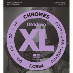 Струны для бас-гитары D'Addario ECB84 Chromes Flatwound Custom Light 40/100