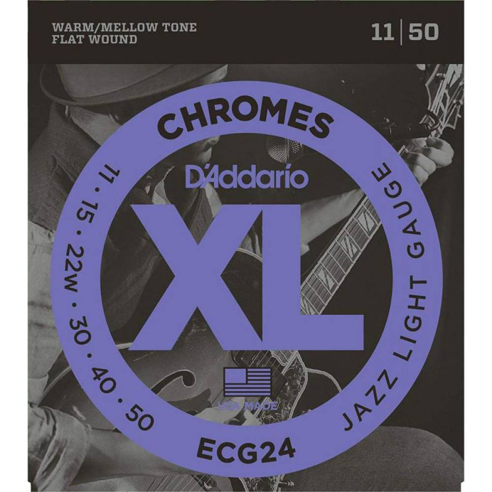 Струны для электрогитары D'Addario ECG24 Chromes Flat Wound Jazz Light 11/50