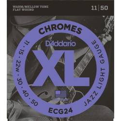 Струны для электрогитары D'Addario ECG24 Chromes Flat Wound Jazz Light 11/50