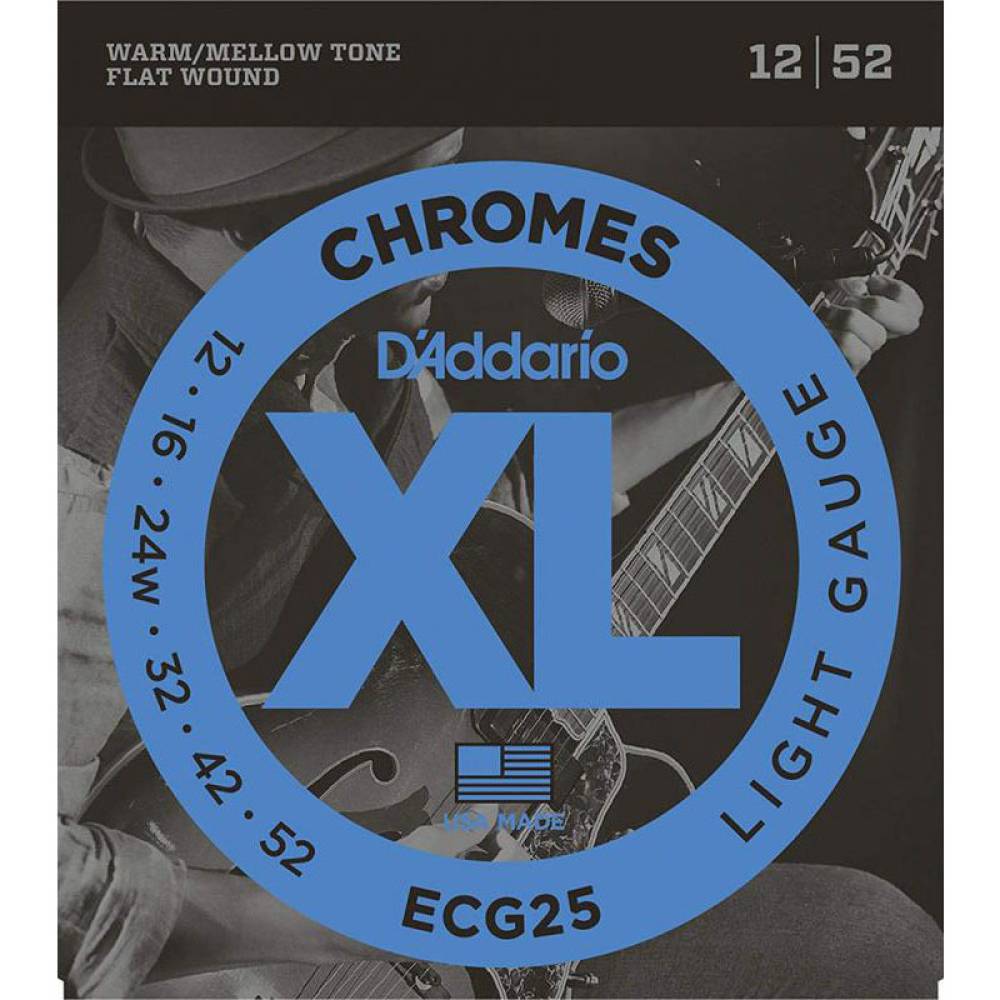 Струни для електрогітари D'Addario ECG25 Chromes Flat Wound Light 12/52