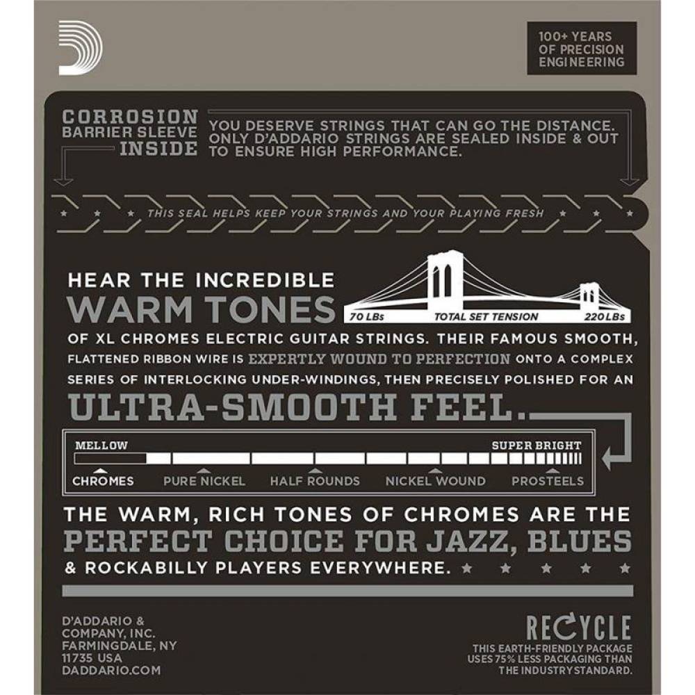 Струни для електрогітари D'Addario ECG25 Chromes Flat Wound Light 12/52