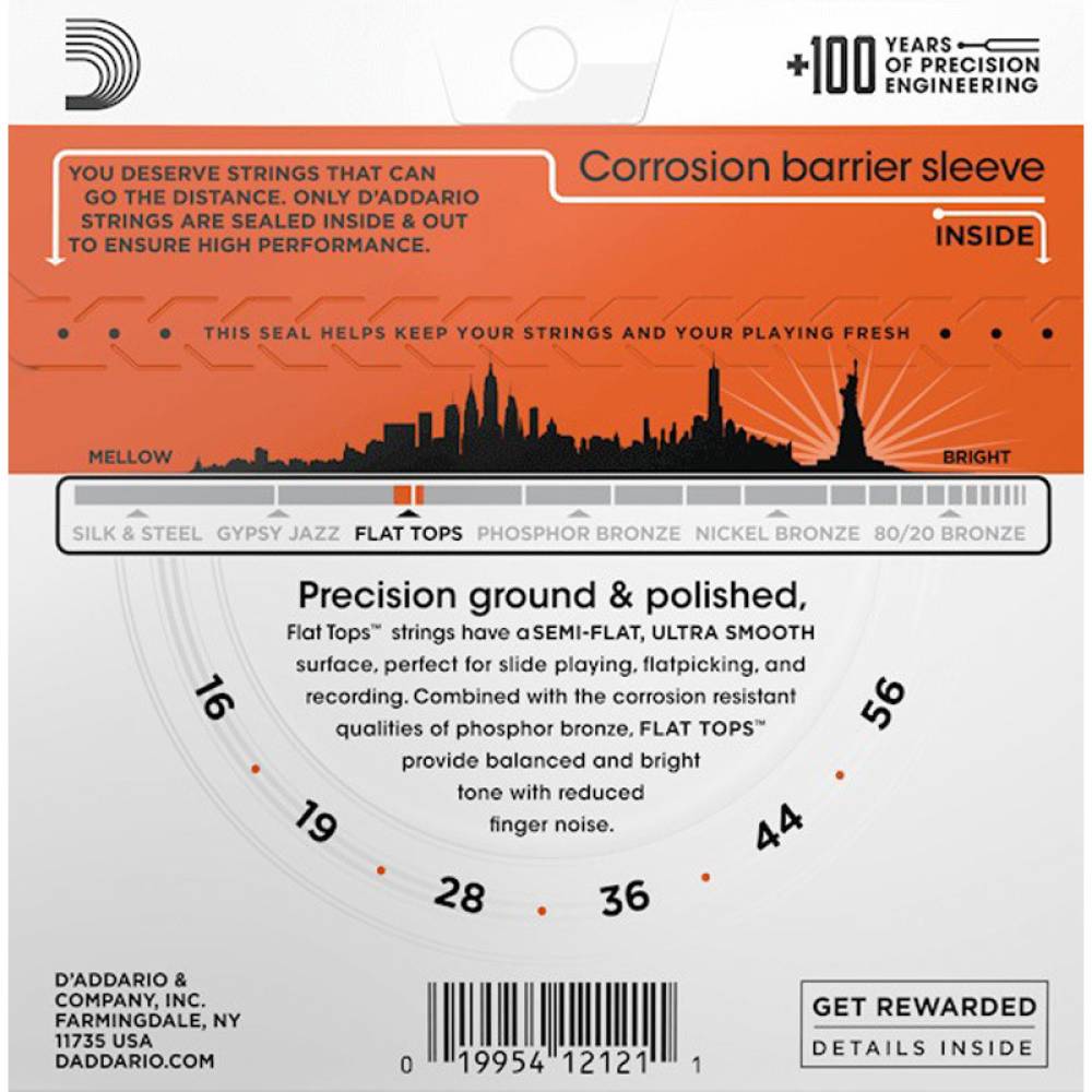 Струни для акустичної гітари D'Addario EFT13 Phosphor Bronze Flat Tops Medium 16/56