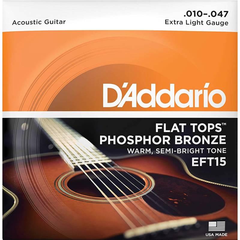 Струни для акустичної гітари D'Addario EFT15 Phosphor Bronze Flat Tops Extra Light 10/47