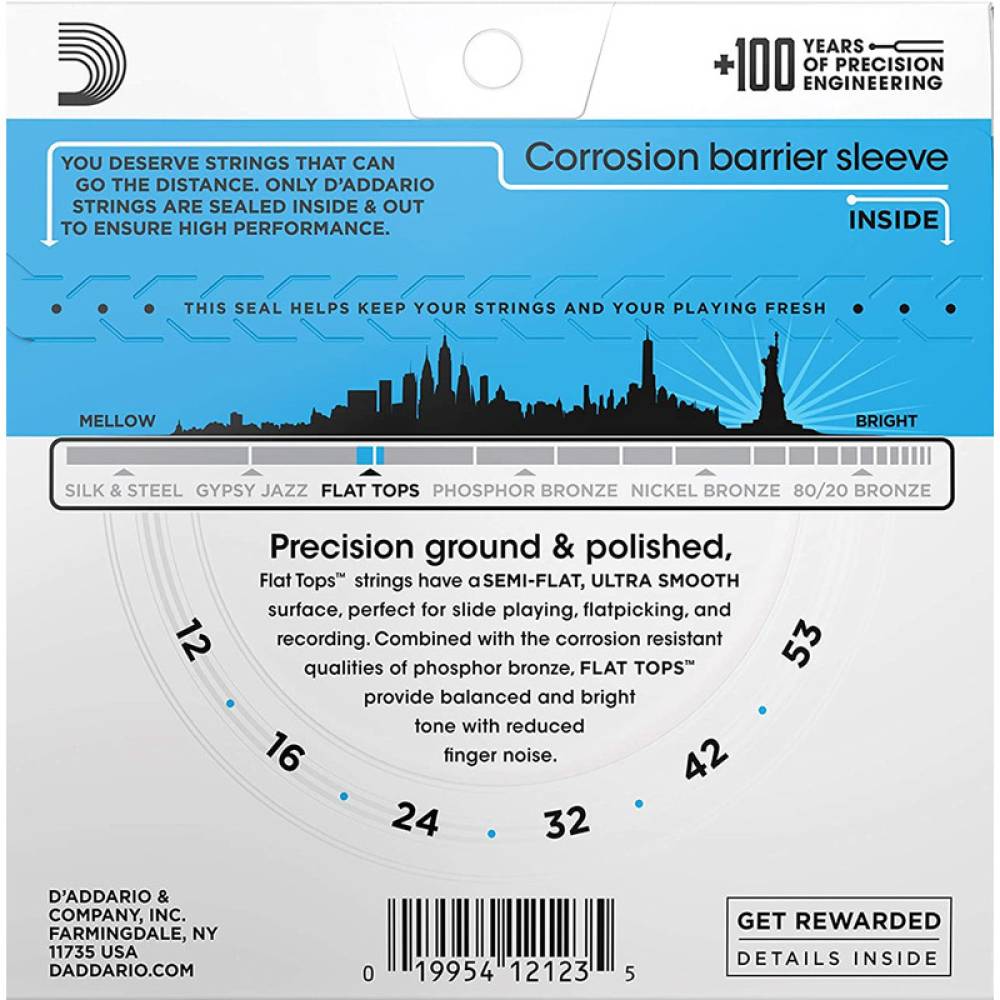 Струни для акустичної гітари D'Addario EFT16 Phosphor Bronze Flat Tops Light 12/53