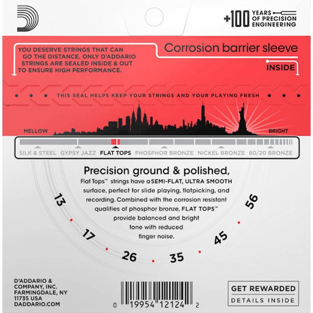 Струны для акустической гитары D'Addario EFT17 Phosphor Bronze Flat Tops Medium 13/56