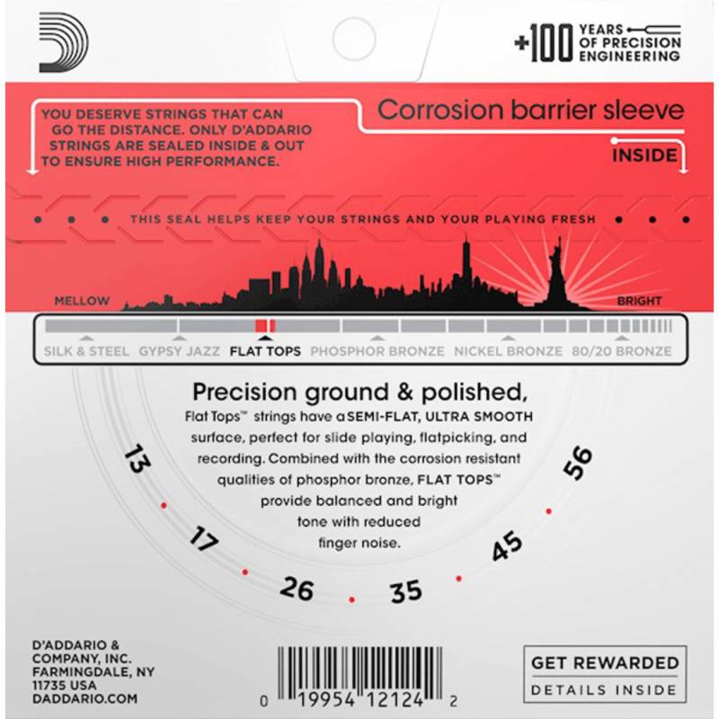 Струни для акустичної гітари D'Addario EFT17 Phosphor Bronze Flat Tops Medium 13/56