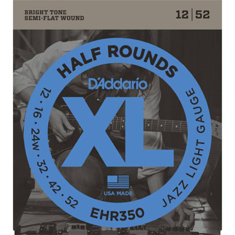 Струни для електрогітари D'Addario EHR350 Half Rounds Jazz Light 12/52
