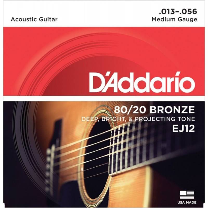 Струны для акустической гитары D'Addario EJ12 80/20 Bronze Medium 13/56