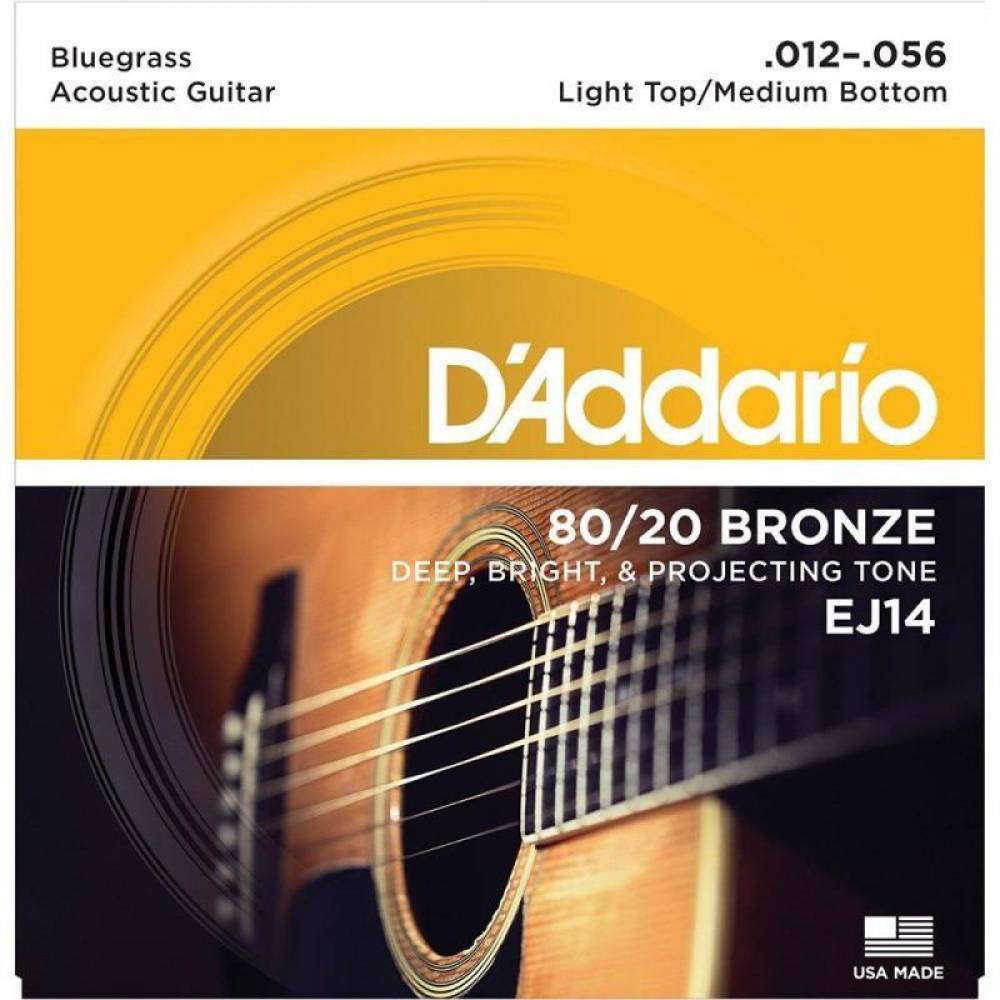 Струни для акустичної гітари D'Addario EJ14 80/20 Bronze Light Top/Medium Bottom 12/56