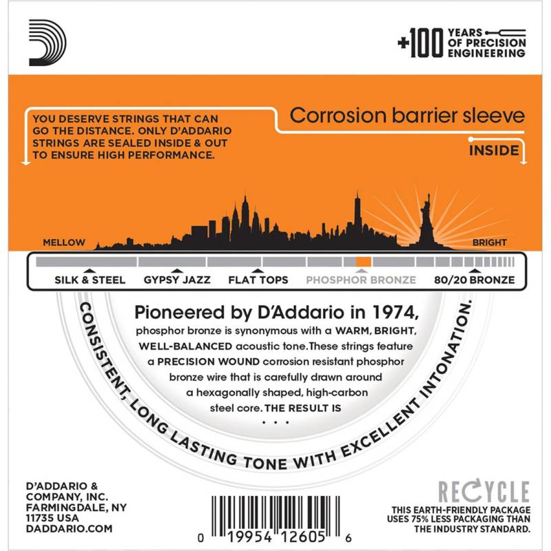 Струни для акустичної гітари 3 Sets D'Addario EJ15-3D Phosphor Bronze Extra Light 10/47