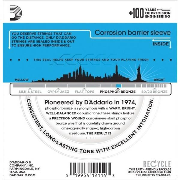 Струни для акустичної гітари D'Addario EJ16 Phosphor Bronze Light 12/53