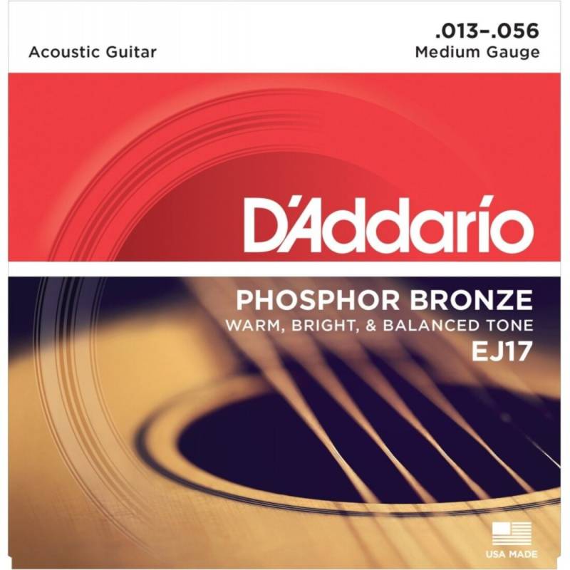 Струны для акустической гитары D'Addario EJ17 Phosphor Bronze Medium 13/56