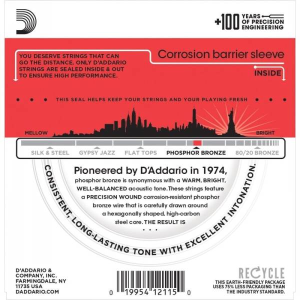 Струни для акустичної гітари D'Addario EJ17 Phosphor Bronze Medium 13/56