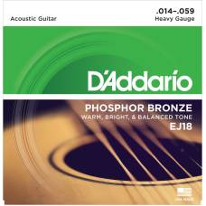 Струни для акустичної гітари D'Addario EJ18 Phosphor Bronze Heavy 14/59