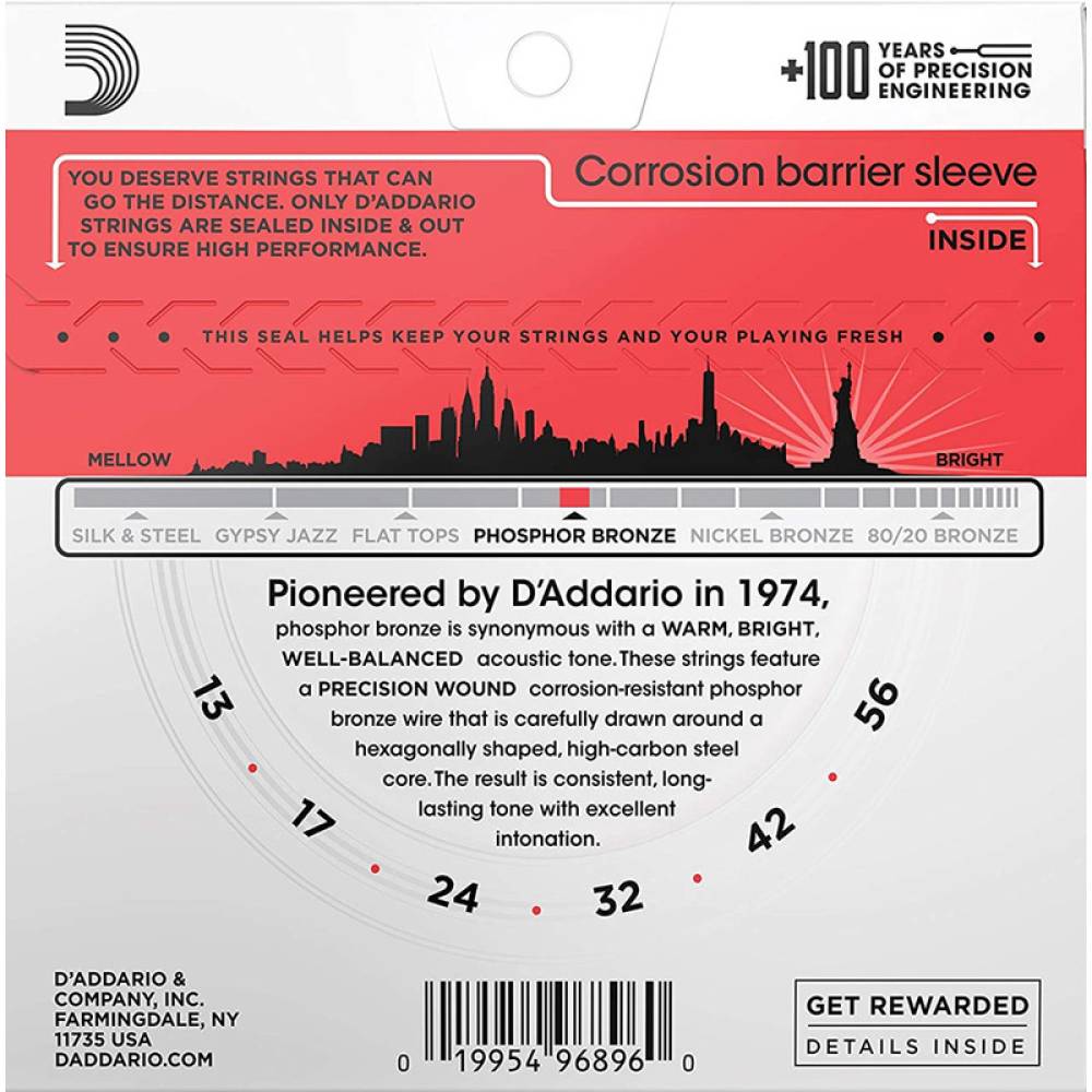 Струны для акустической гитары D'Addario EJ24 Phosphor Bronze Medium 13/56