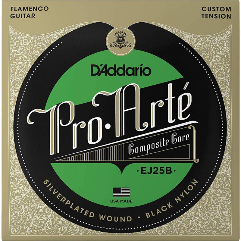 Струны для классической гитары D'Addario EJ25B Composites Flamenco Black Nylon Custom Tension