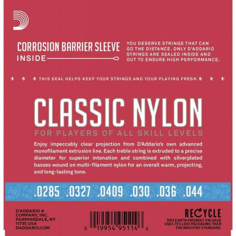 Струны для классической гитары D'Addario EJ27H Student Nylon Hard Tension