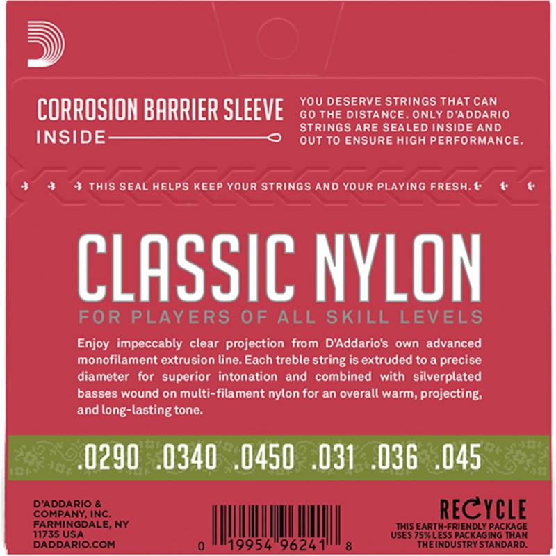 Струны для классической гитары D'Addario EJ27N 1/2 Student Nylon Normal Tension