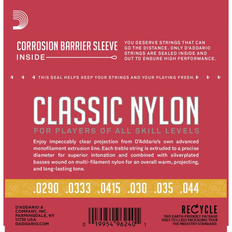 Струны для классической гитары D'Addario EJ27N 3/4 Student Nylon Normal Tension