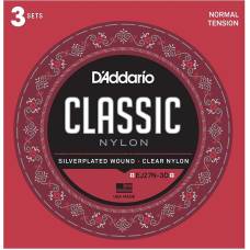 Струни для класичної гітари 3 Sets D'Addario EJ27N-3D Student Nylon Normal Tension