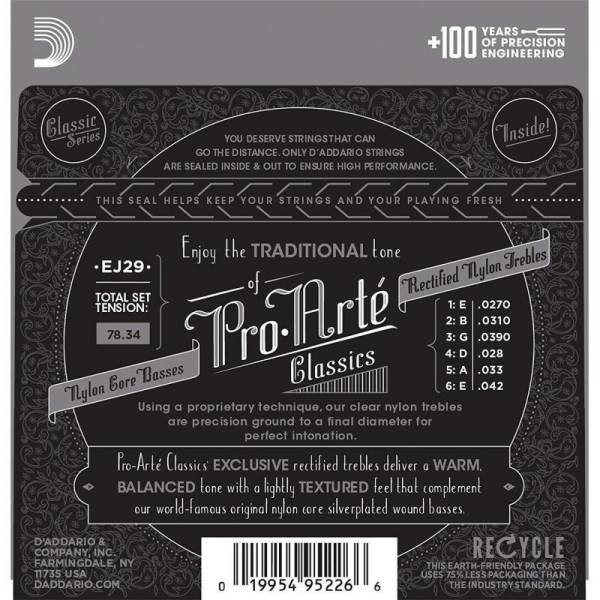 Струни для класичної гітари D'Addario EJ29 Rectified Trebles Moderate Tension
