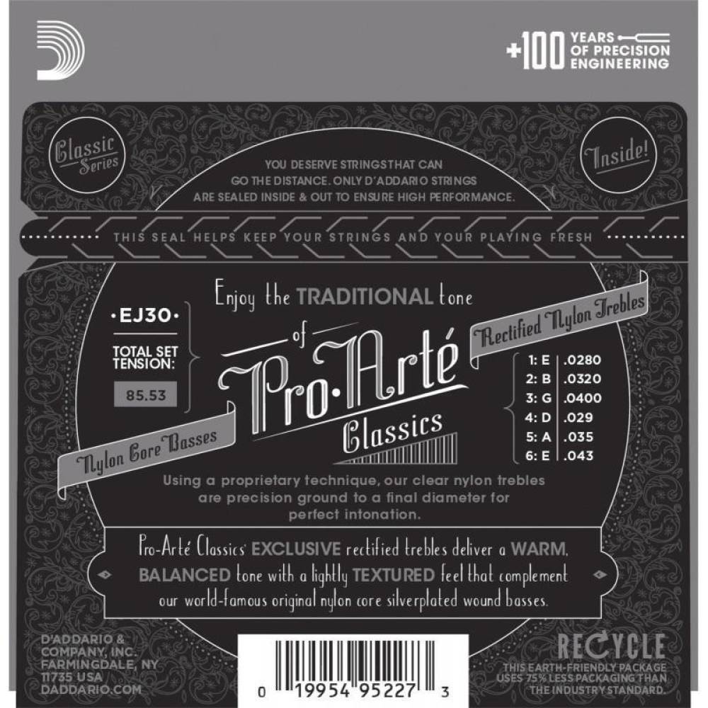 Струны для классической гитары D'Addario EJ30 Rectified Trebles Normal Tension