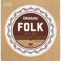 Струны для классической гитары D'Addario EJ32C Folk Nylon Ball End Silver Wound Clear Treble 28/45