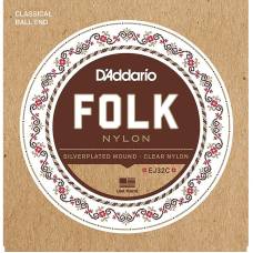 Струни для класичної гітари D'Addario EJ32C Folk Nylon Ball End Silver Wound Clear Treble 28/45