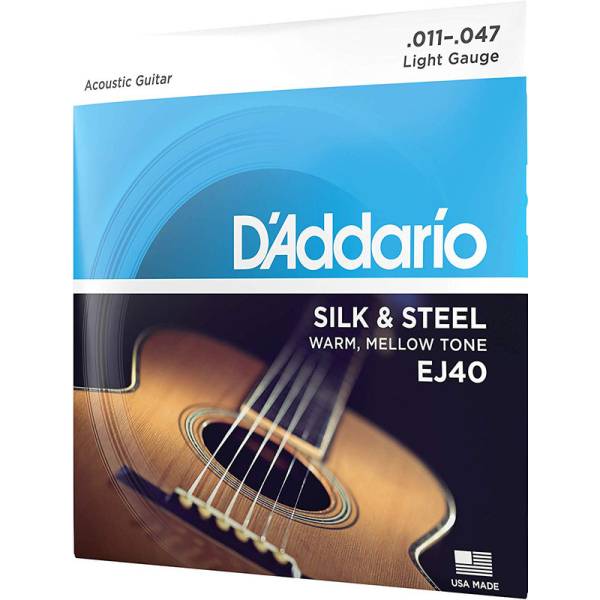 Струни для акустичної гітари D'Addario EJ40 Silk & Steel Folk 11/47