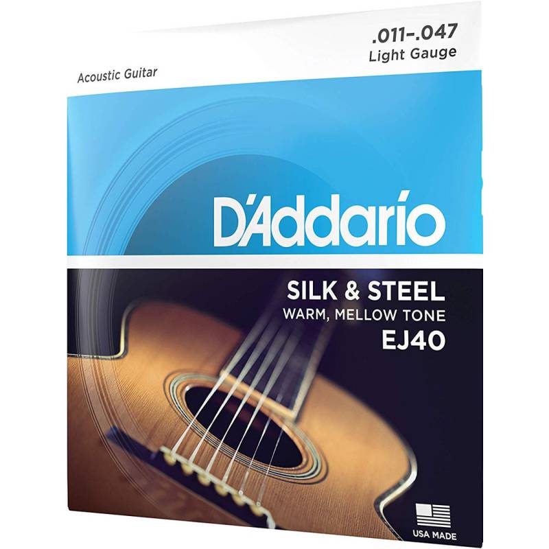 Струны для акустической гитары D'Addario EJ40 Silk & Steel Folk 11/47