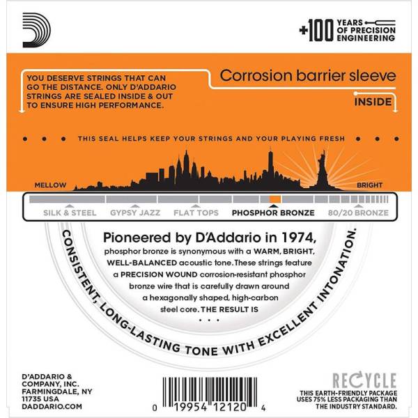 Струни для акустичної гітари D'Addario EJ41 Phosphor Bronze Extra Light 12-Strings 9/45