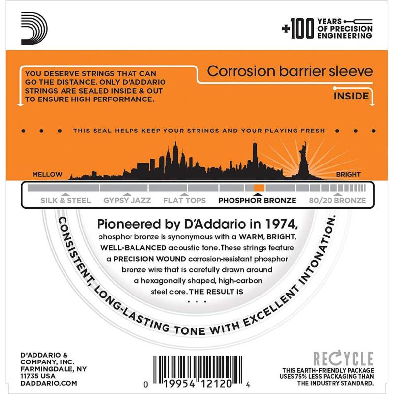 Струни для акустичної гітари D'Addario EJ41 Phosphor Bronze Extra Light 12-Strings 9/45