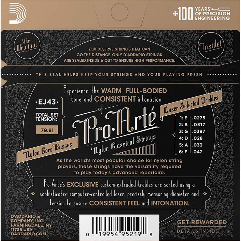 Струны для классической гитары D'Addario EJ43 Light Tension