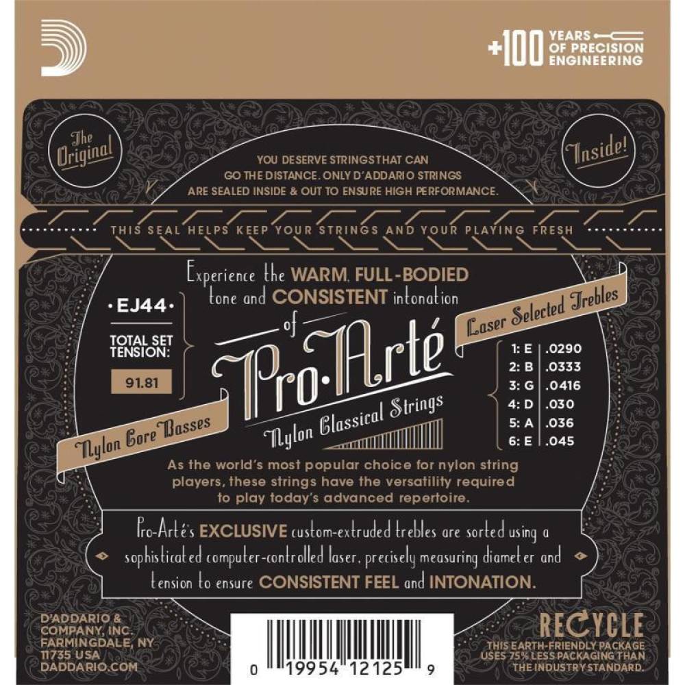 Струни для класичної гітари D'Addario EJ44 Silverplated Wound Nylon Extra Hard Tension