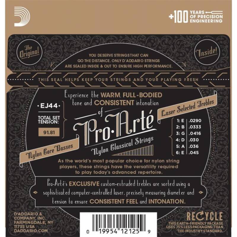 Струны для классической гитары D'Addario EJ44 Silverplated Wound Nylon Extra Hard Tension
