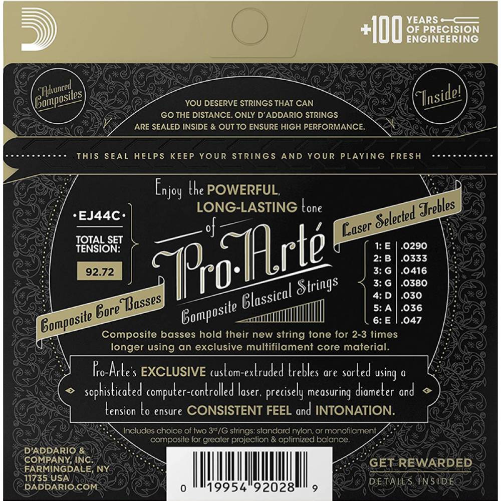 Струны для классической гитары D'Addario EJ44C Silverplated Wound Nylon Extra Hard Tension