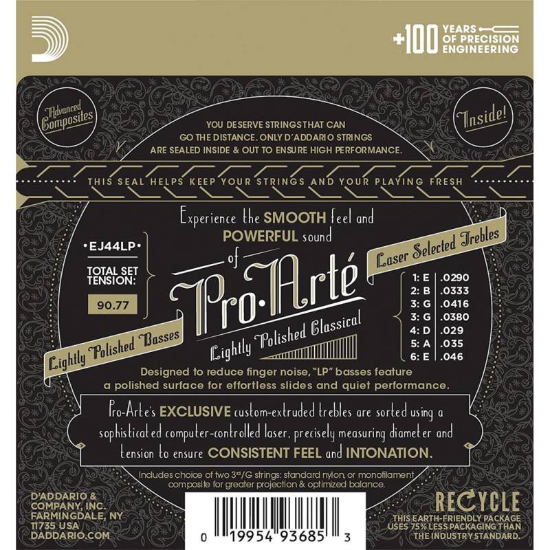 Струны для классической гитары D'Addario EJ44LP Silverplated Wound Clear Nylon Extra Hard Tension