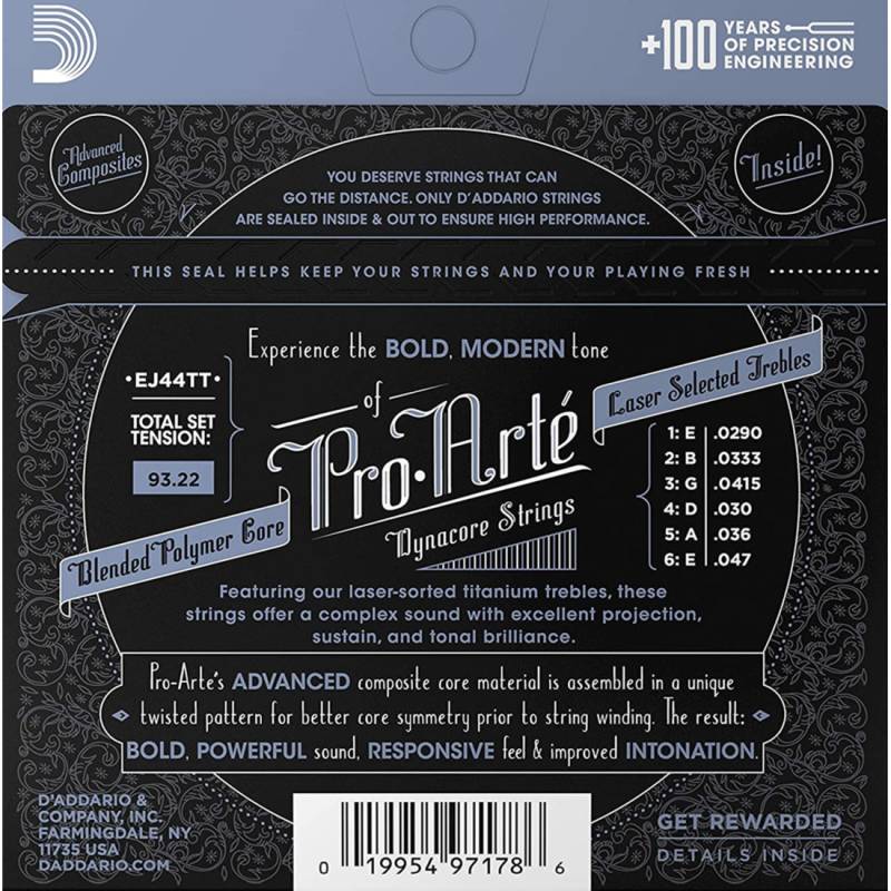 Струны для классической гитары D'Addario EJ44TT Silverplated Wound Titanium Nylon Extra Hard Tension