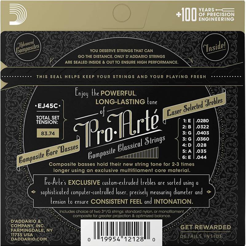 Струни для класичної гітари D'Addario EJ45C Silverplated Wound Nylon Normal Tension