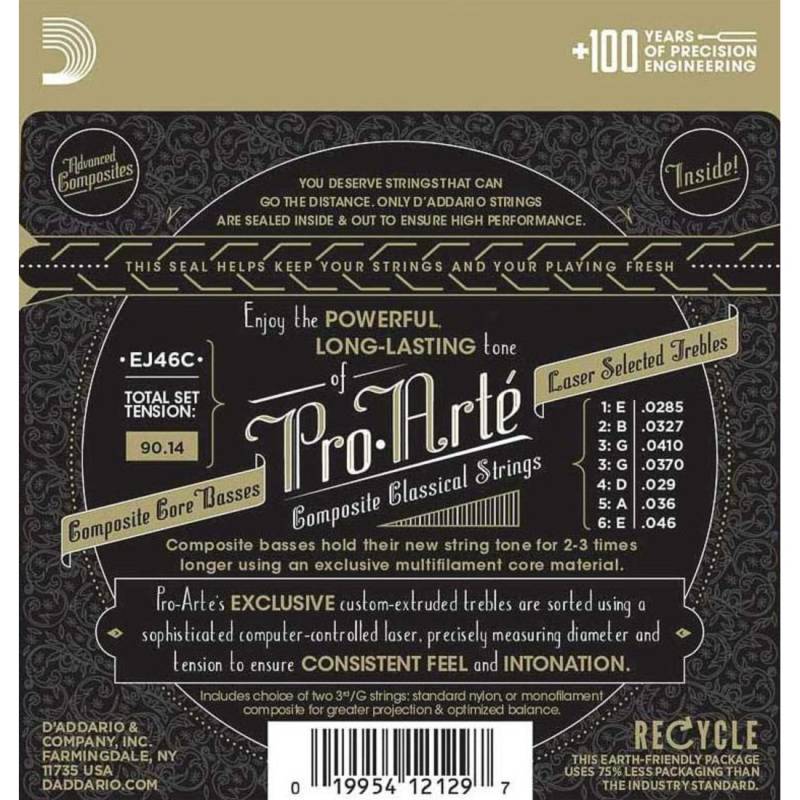 Струни для класичної гітари D'Addario EJ46C Silverplated Wound Nylon Hard Tension