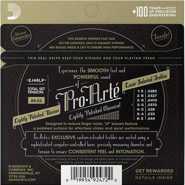 Струни для класичної гітари D'Addario EJ46LP Silverplated Wound Clear Nylon Hard Tension
