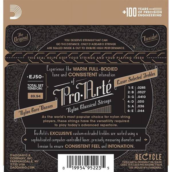 Струни для класичної гітари D'Addario EJ50 Black Nylon Hard Tension